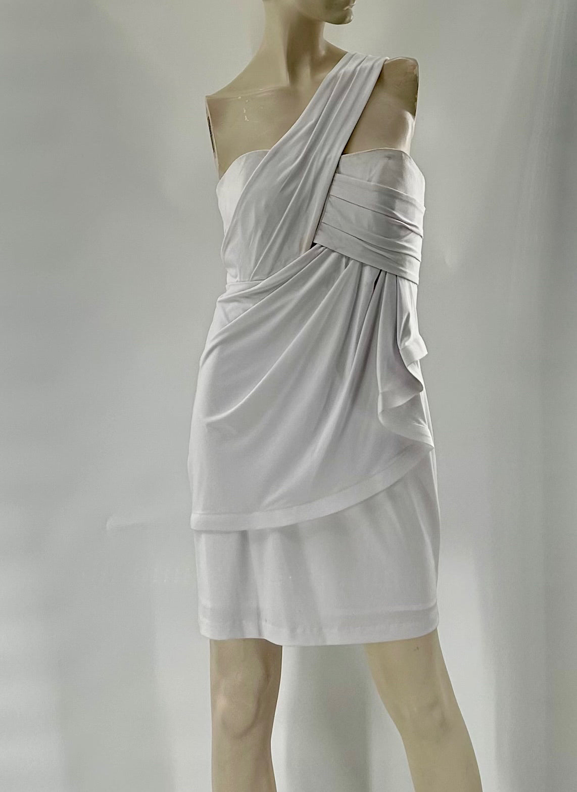 calvin klein one shoulder white dress Calvin Klein White One-Shoulder Dress – Eternal Life Consignment