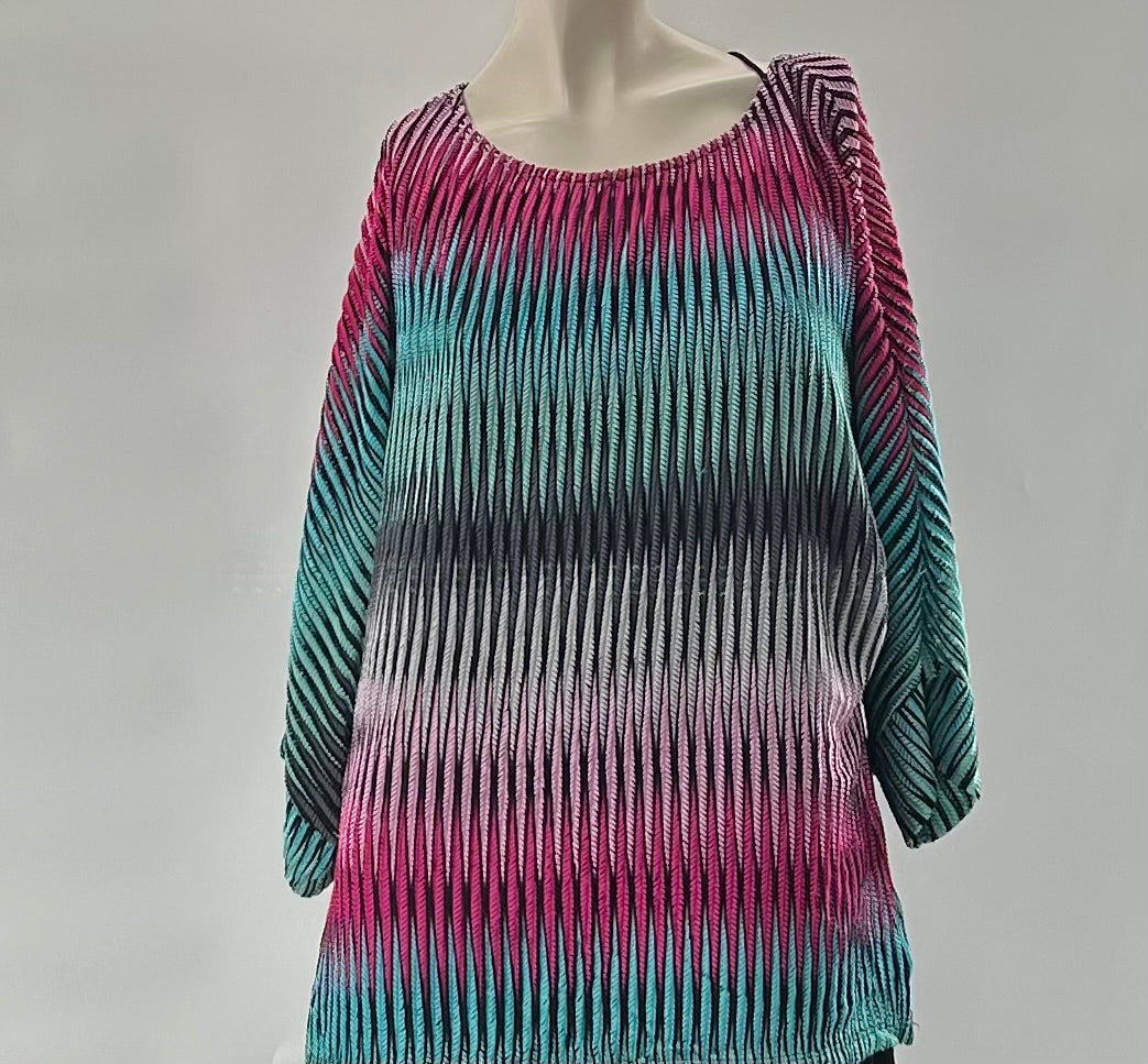 alberto makali pink dress Alberto Makali Boat Neck Gathered 3/4 Sleeve Column Zipper Back Slit Back Scuba Dress