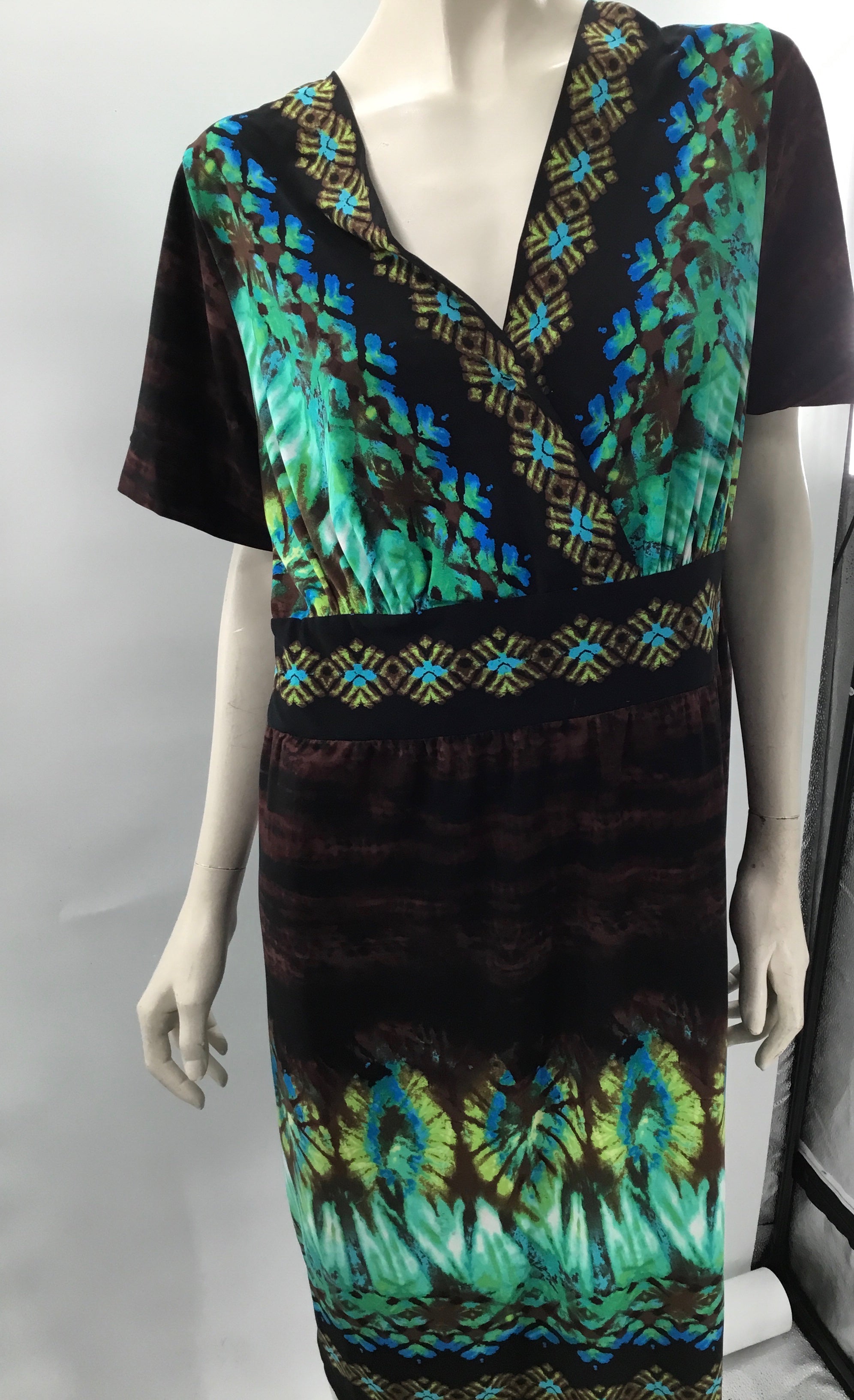 olivia matthews maxi dresses Olivia Matthews Sleeveless Blue Green Floral Cowl Neck Maxi Dress Size Small