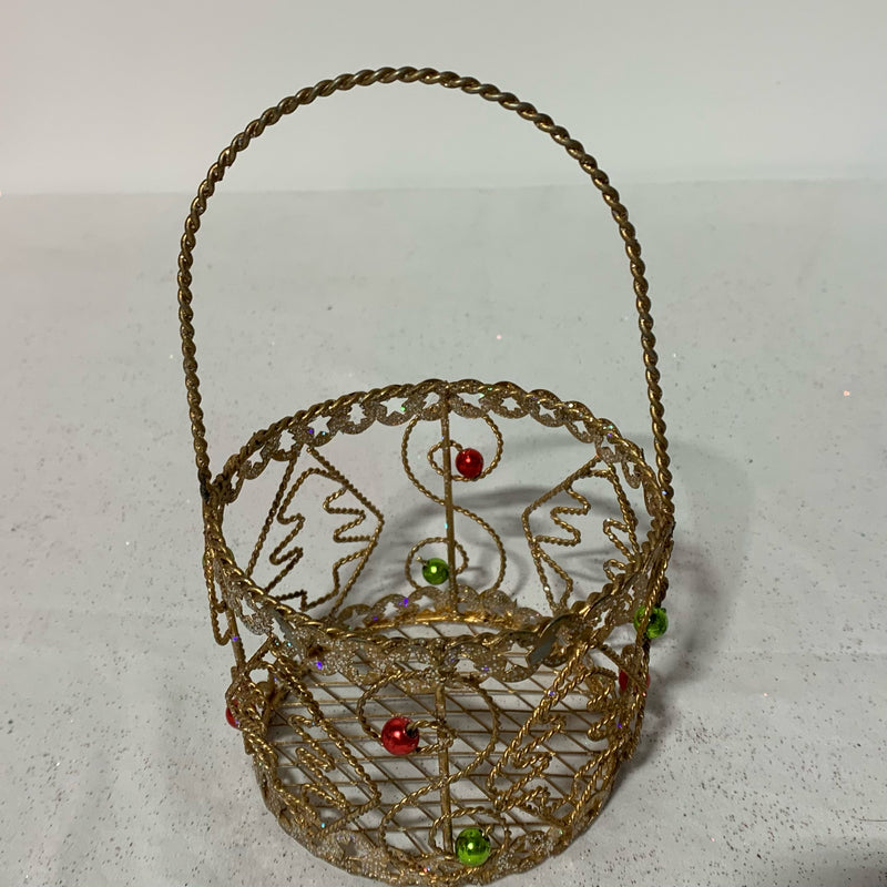 Christmas Ornament- Gold Wire Basket