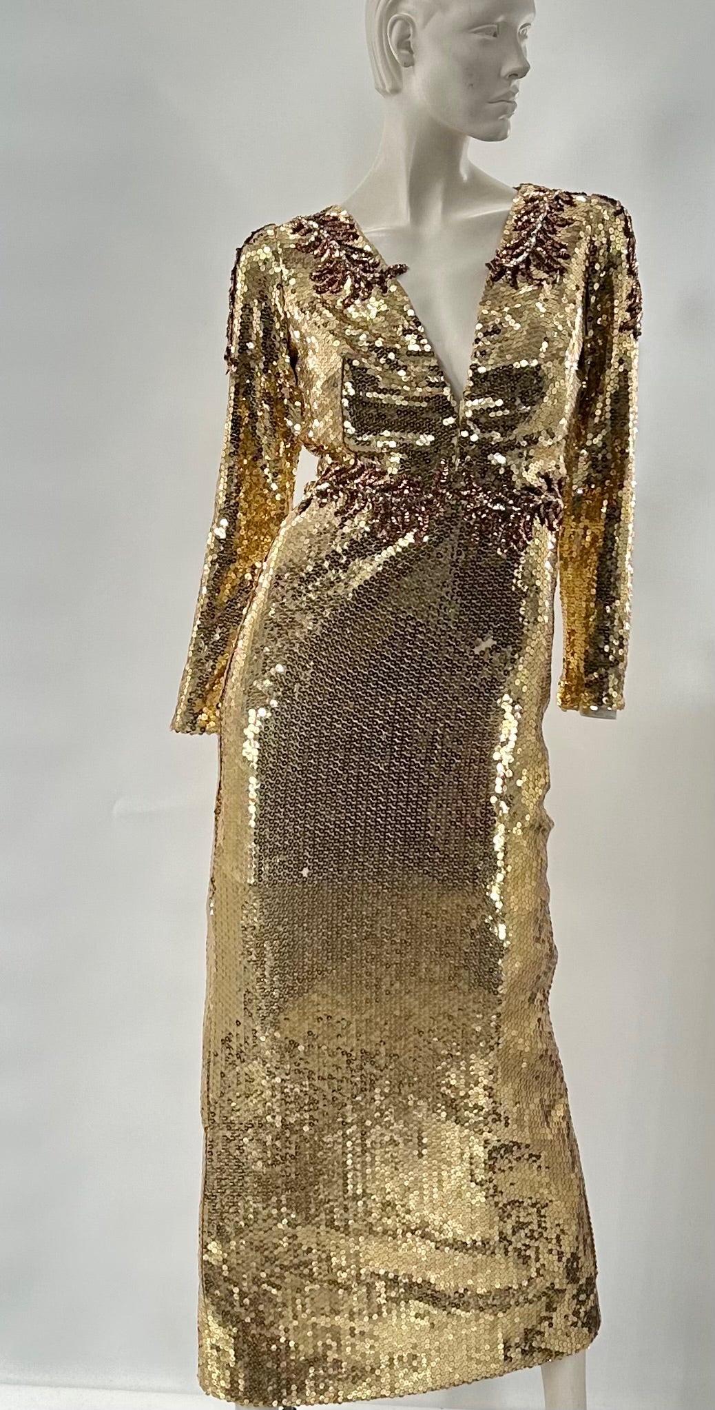 slim fit dress slacks Dvf Gold Sequence Wrap Gown main image 1