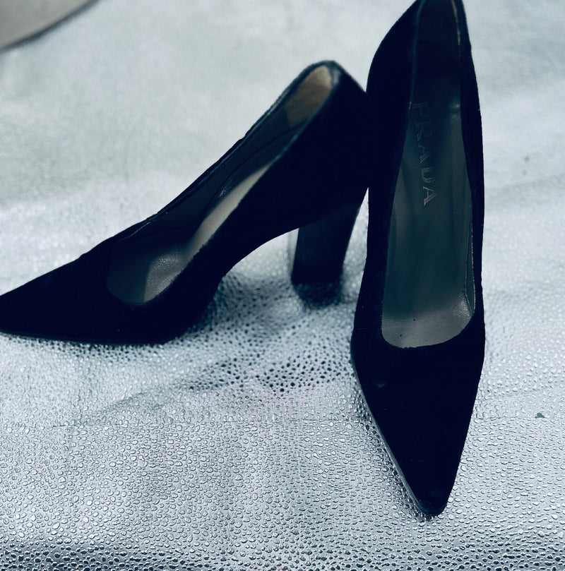 Prada Suede Black Pump Size 8US/38EU