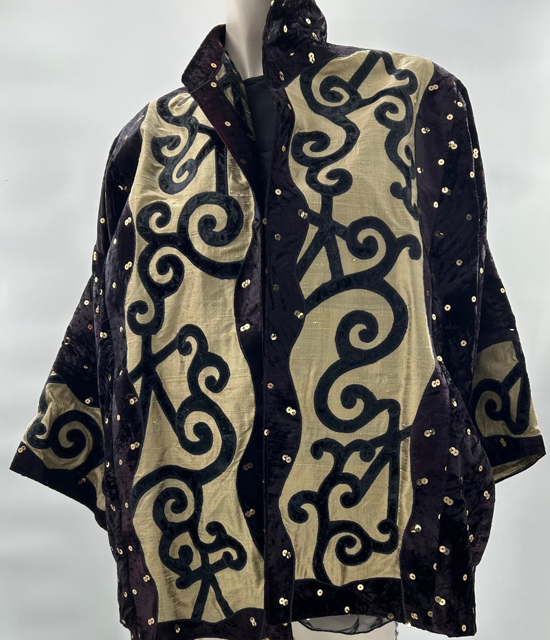 Laurie Schafer Rare Kimono Style Silk Velvet Jacket