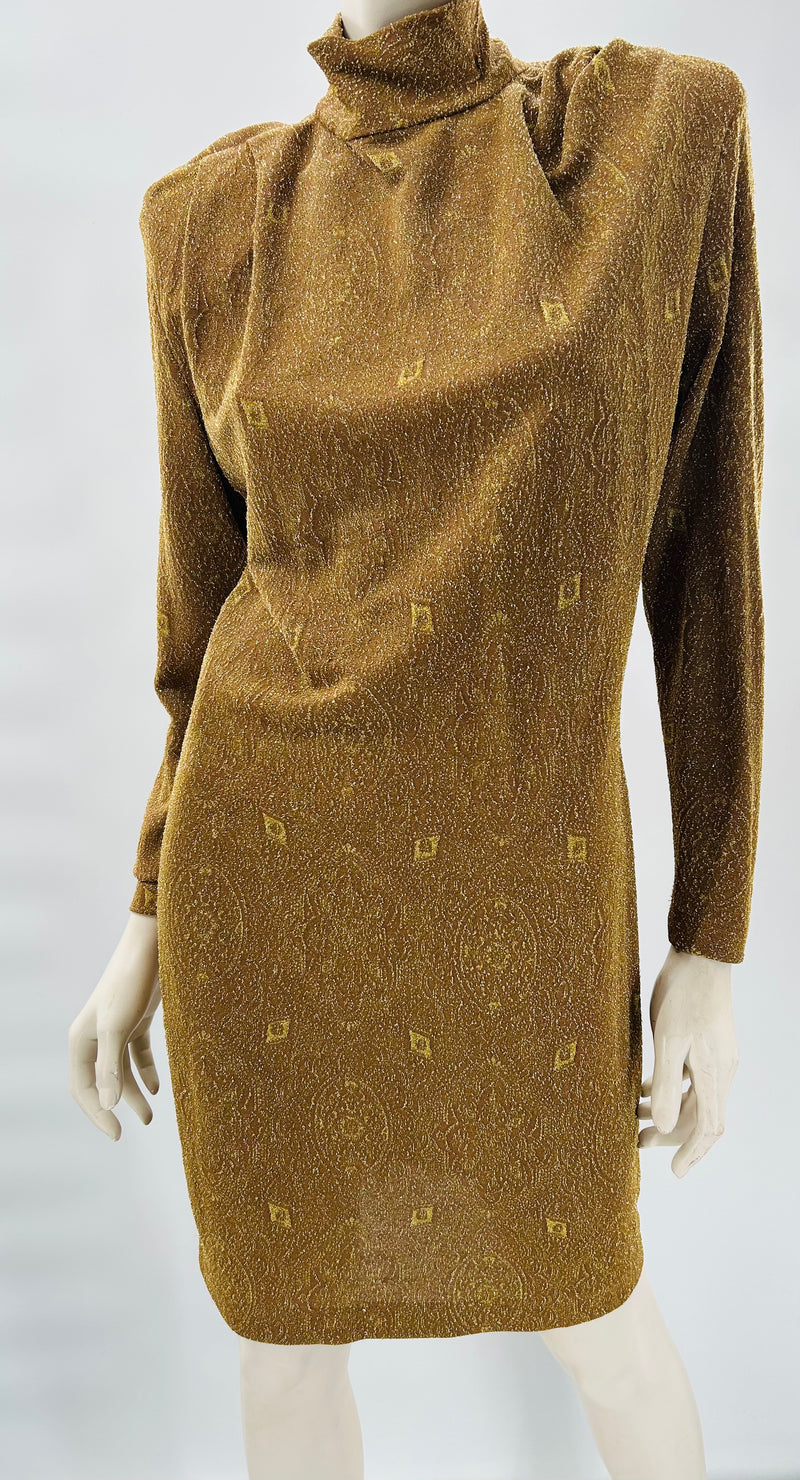 Vintage Gold Glimmer Dress Suit- Dress and Jacket