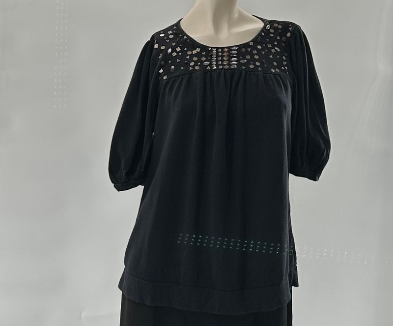 ZBlack Brass Stud Dress Top