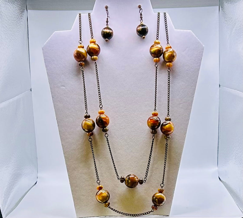 Jewelry Set- Amber Gold and Brown