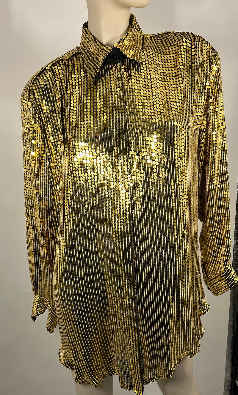 Vintage Gold Sequin Party Blouse and Matching Pant