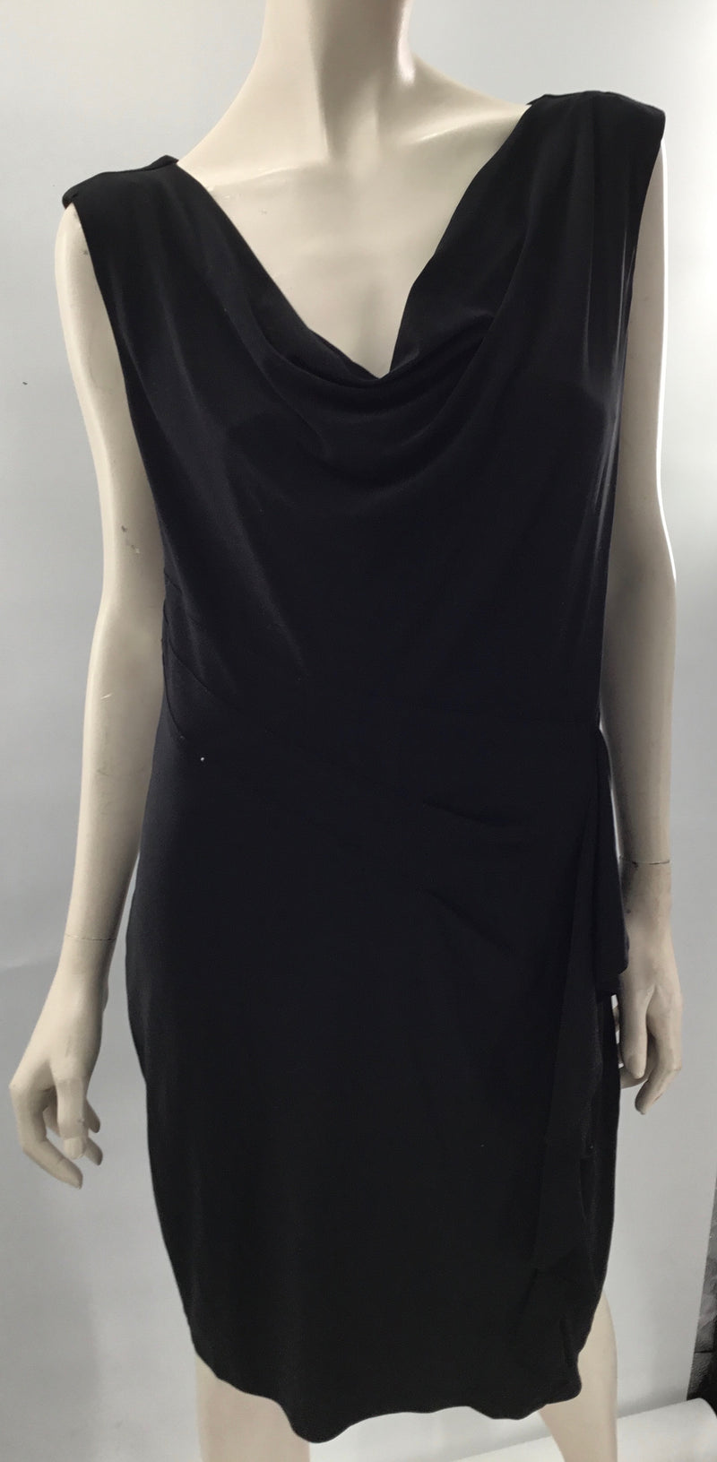 evan picone black dress size 16 Shoulder to shoulder 1990s Vintage Black Asymmetrical Midi