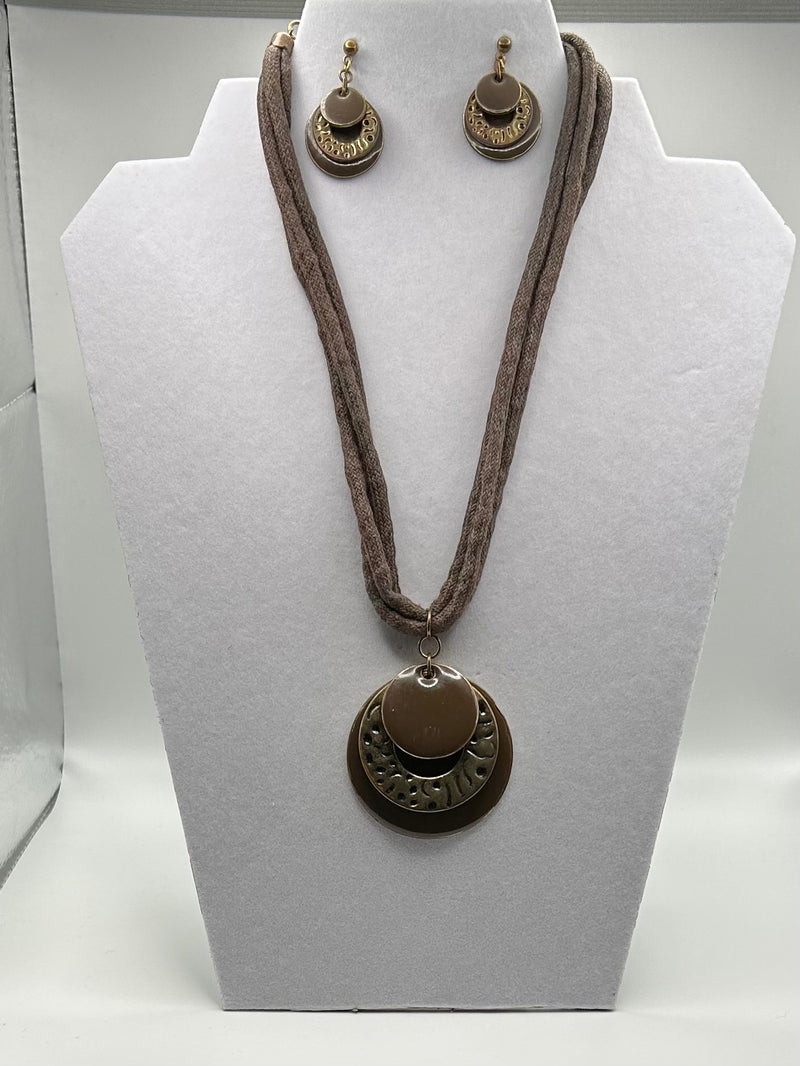 Jewelry Set- Brown/Bronze Circles