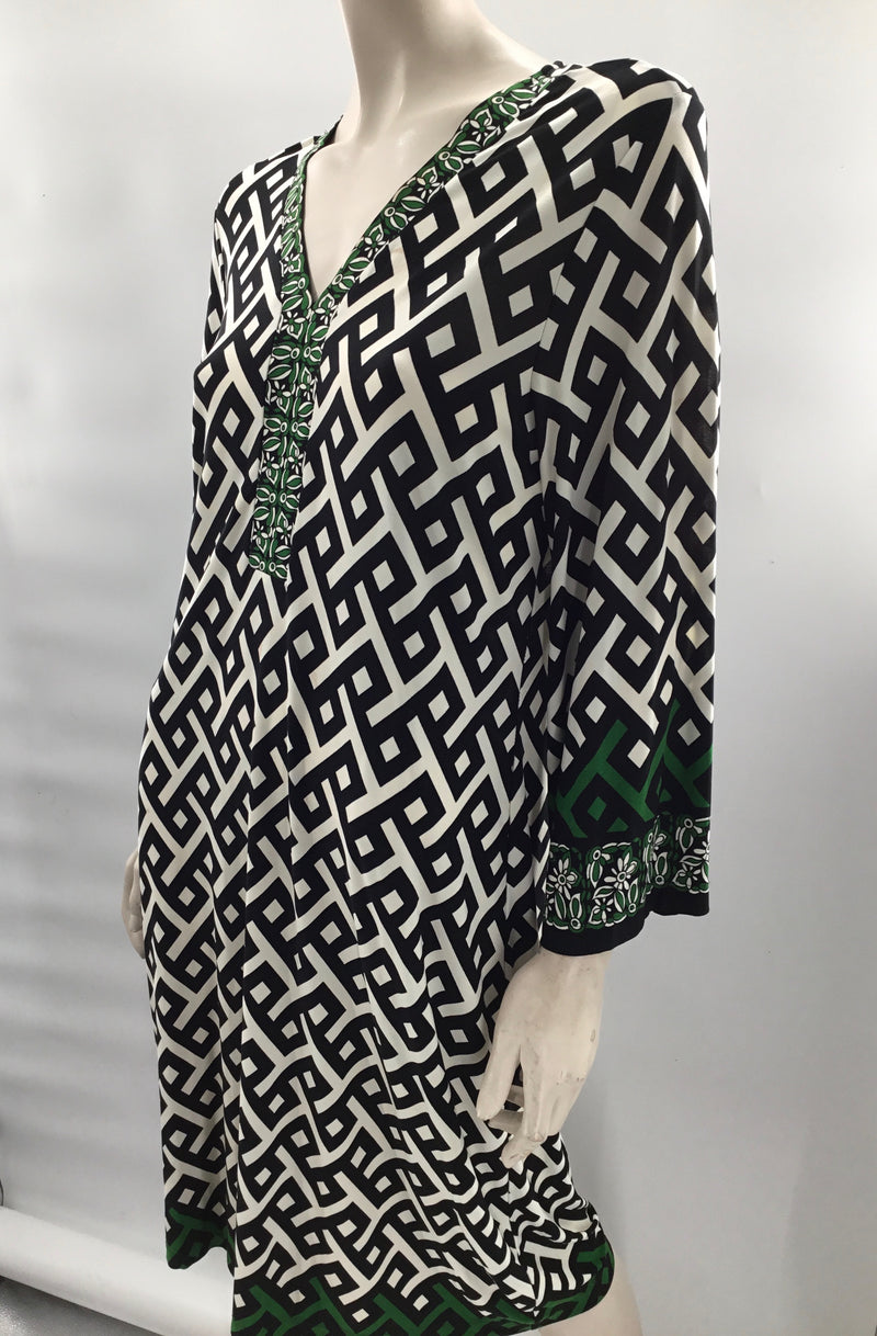 Voir Voir Black/Green Print No-Iron Dress