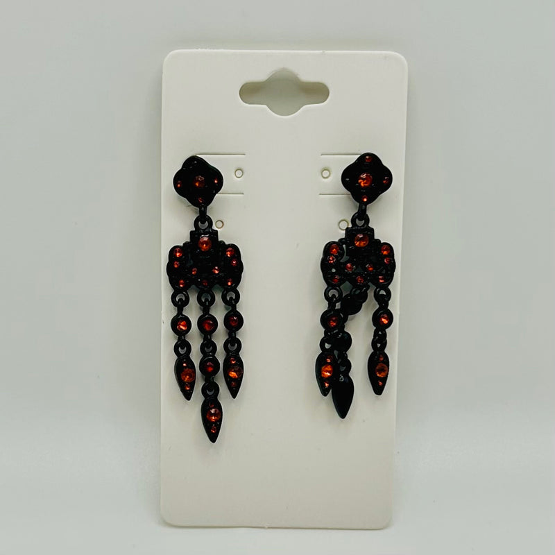 Jewelry- Earrings- Ruby Red Stones in Black