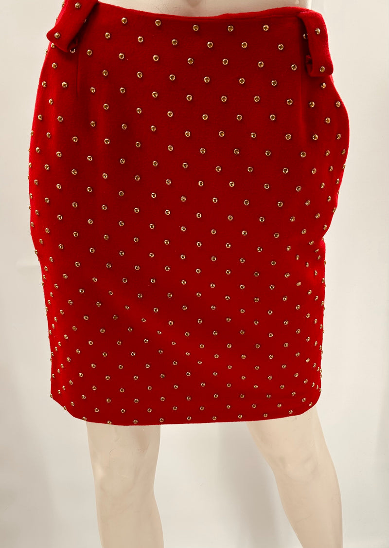 Anne Klein Beaded Wool Skirt