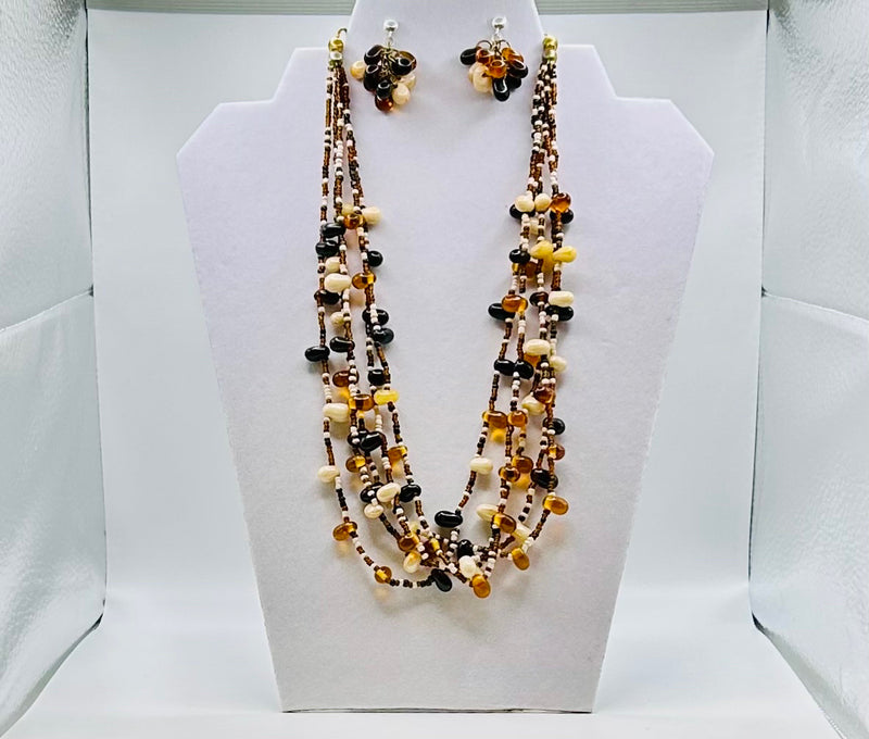 Jewelry Set- Amber, White, and Gold