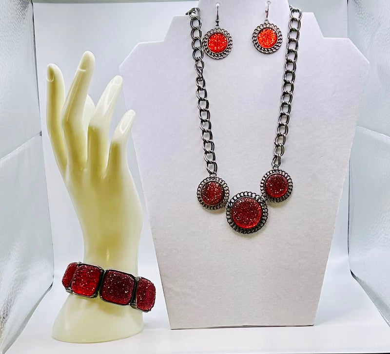 Jewelry Set- Ruby Red Gemstone
