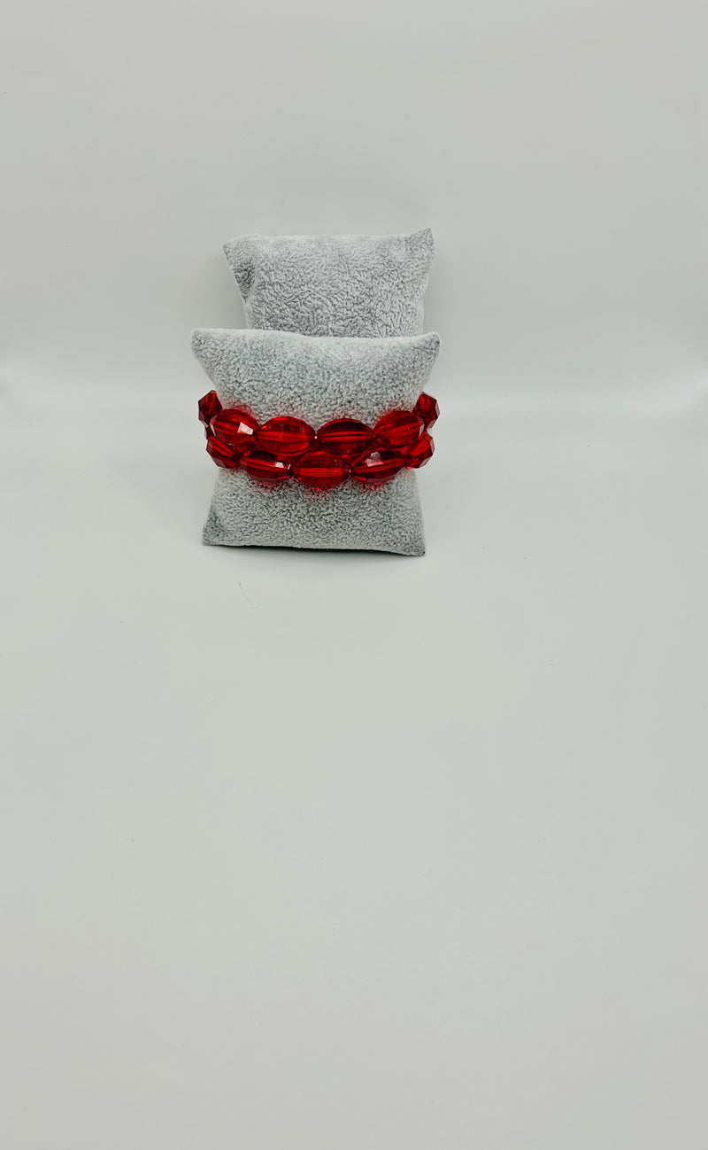 Jewelry- Bracelet- Red Clear Beads