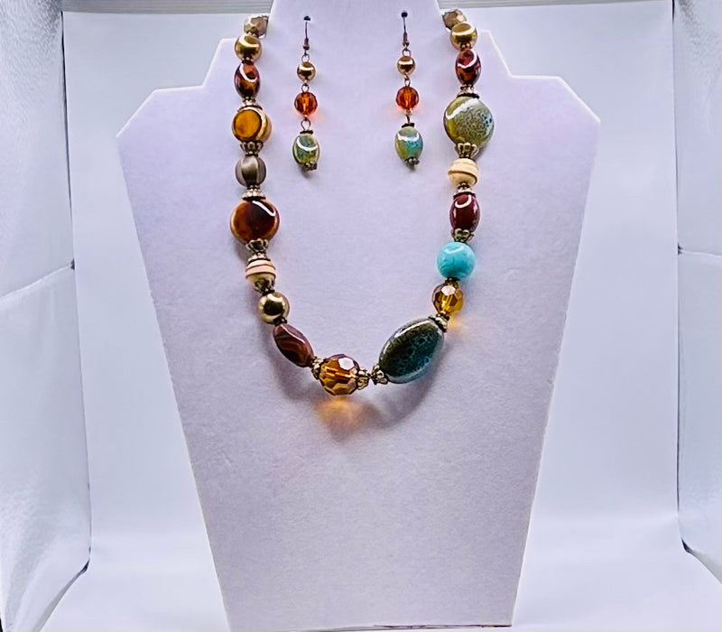 Jewelry Set- Turquoise, Amber, and Gold